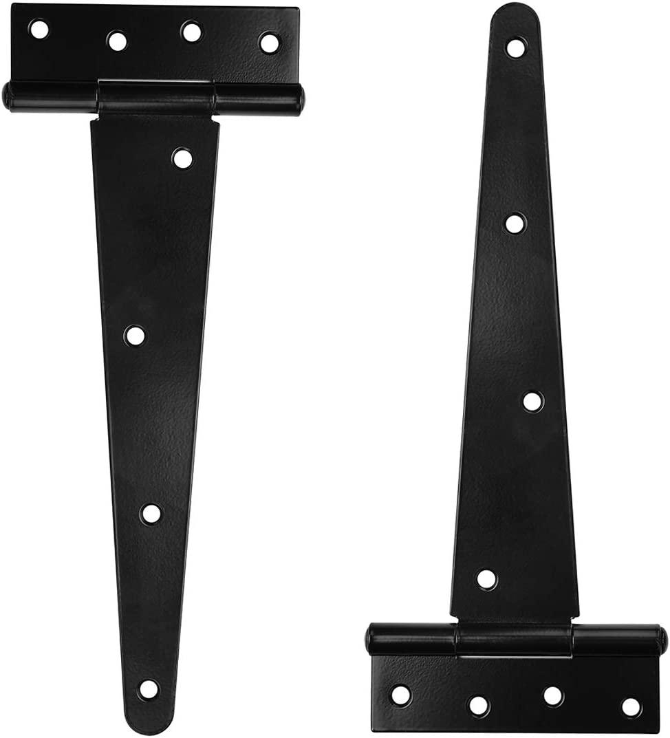 10-Pack Heavy-Duty Iron Fence Gate Hinges – Black, 5.7" X 0.94", Decorative Spring Hinge For Garden Doors, Fences, And DIY Gates