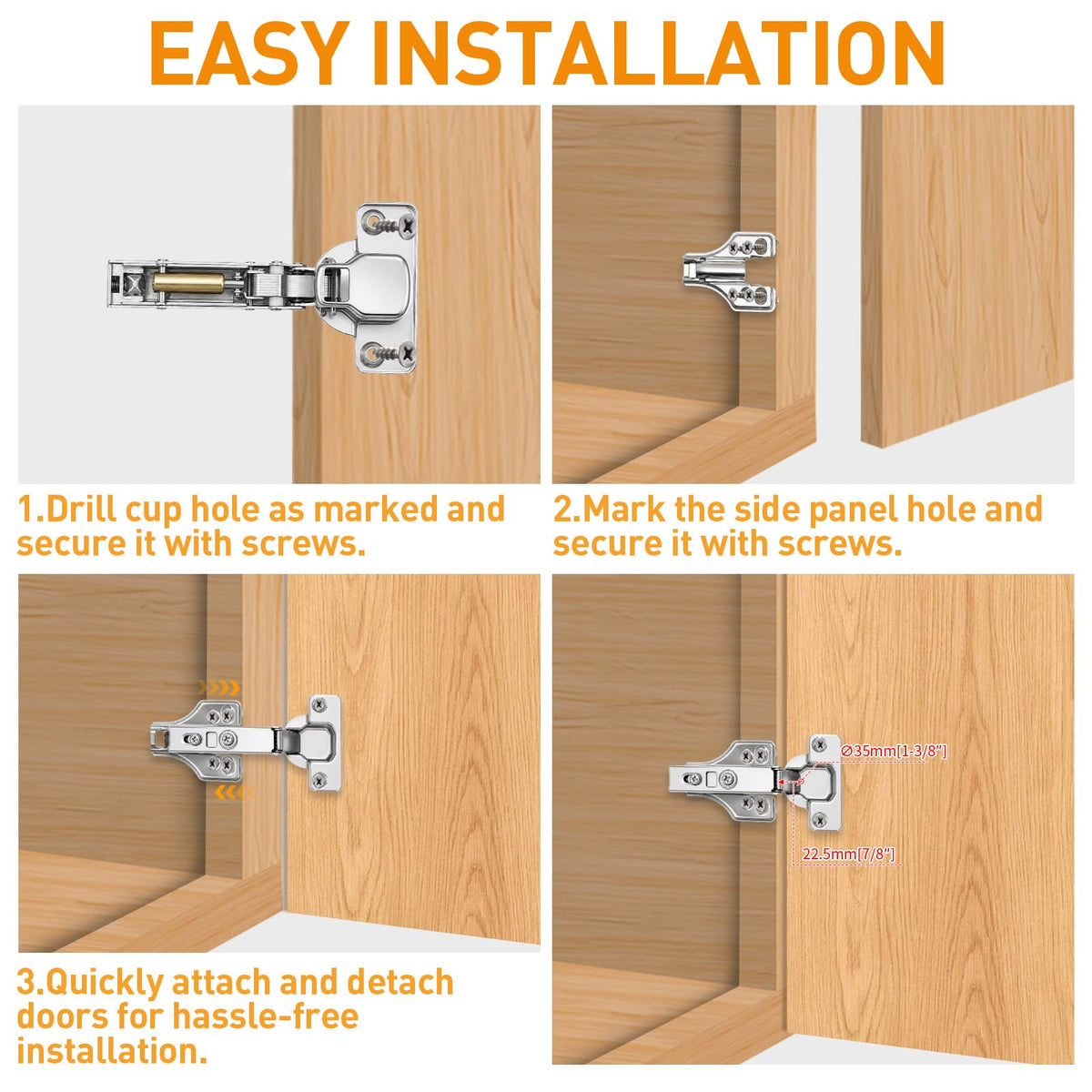 105° Cabinet Hinge · 3/4" Overlay · Face Frame · 1 Pair - TamBee