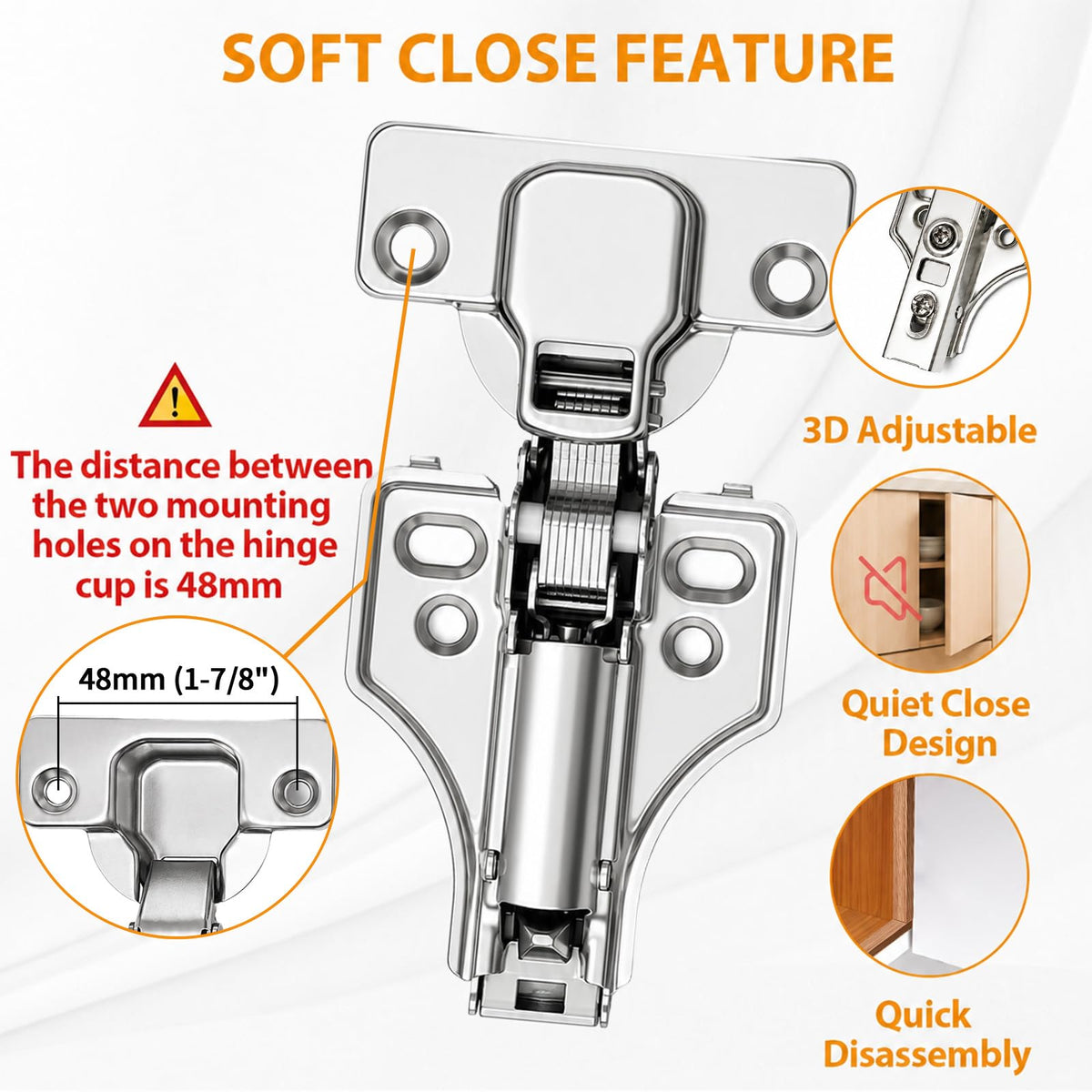 105° Cabinet Hinge · 3/4" Overlay · Face Frame · 2 Pair - TamBee