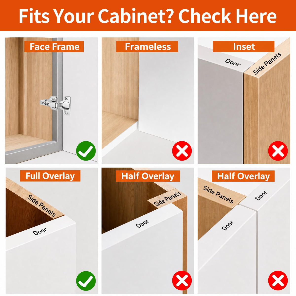 105° Cabinet Hinge · 3/4" Overlay · Face Frame · 4 Pair - TamBee