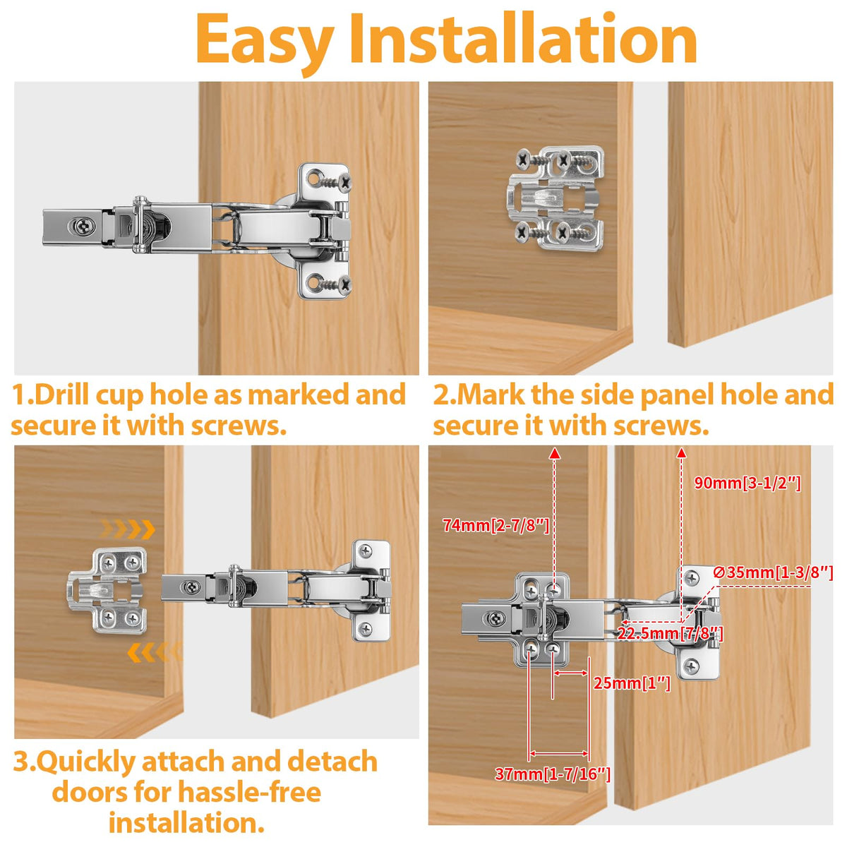 165° Corner Cabinet Hinge · Bifold · 48mm · 2 Pair - TamBee