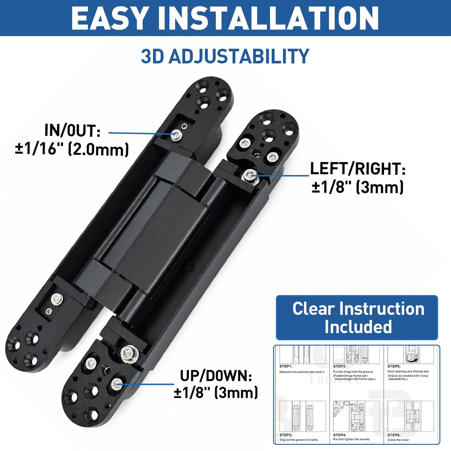 Hidden Door Hinge · 9.7" · Black - TamBee