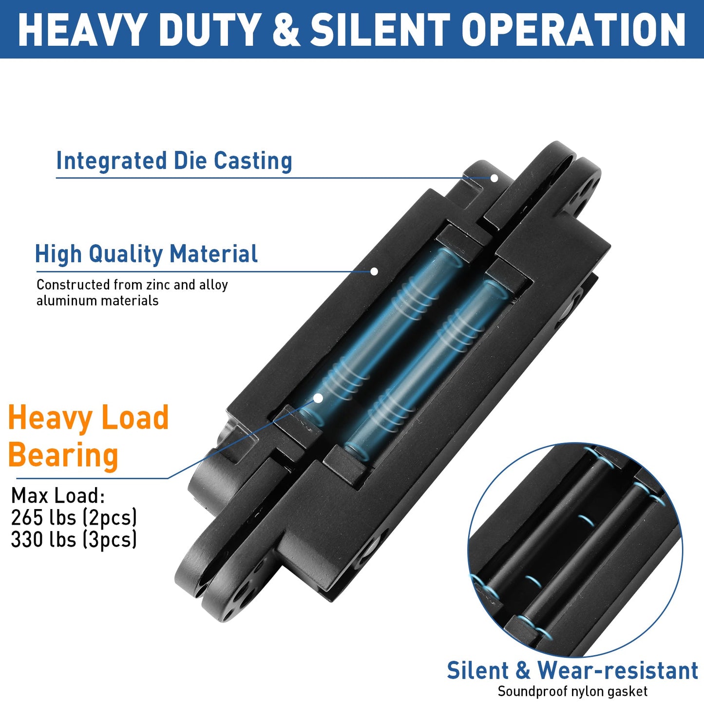Hidden Door Hinge · 9.7" · Black - TamBee