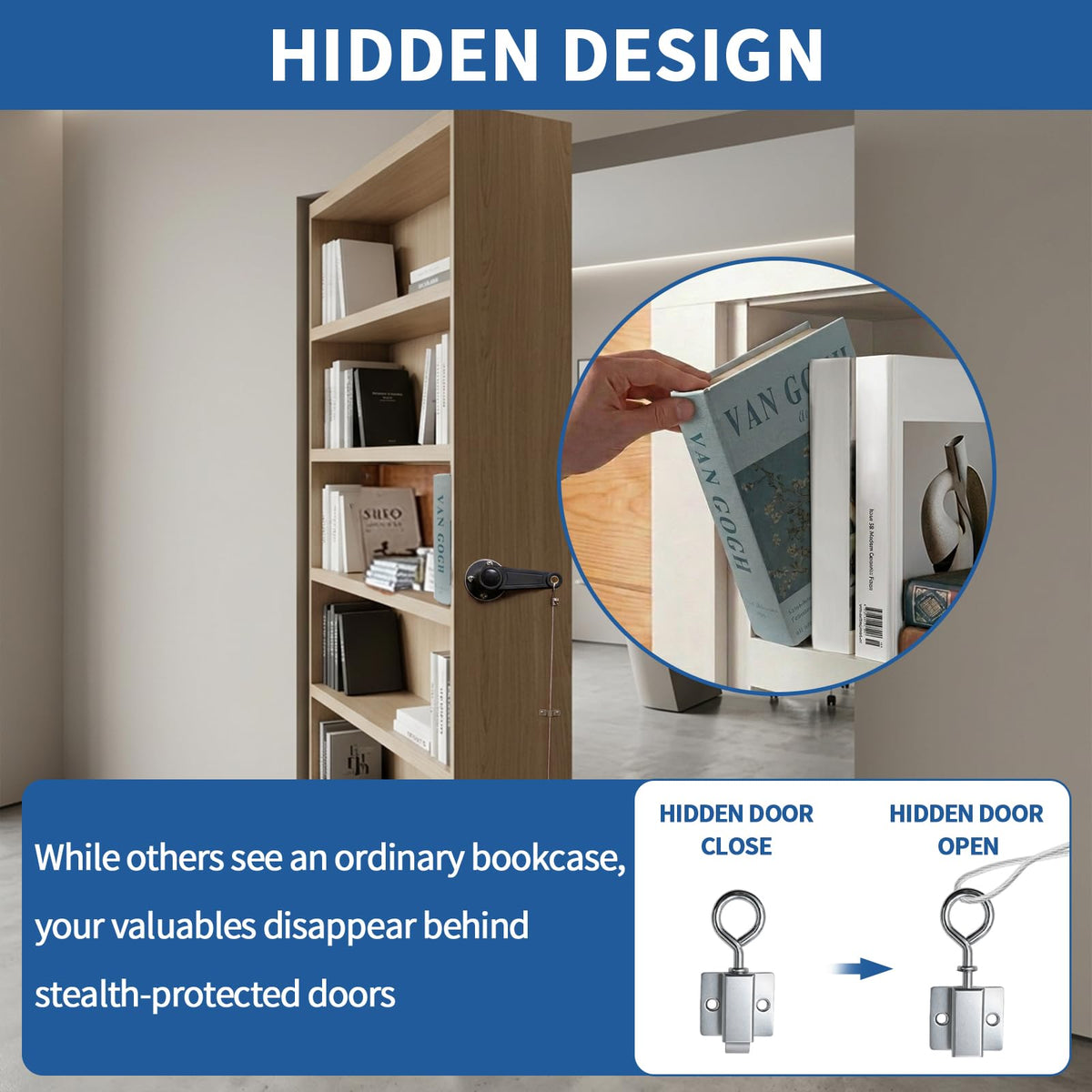 Secret Book Latch · Hidden Door Kit · Blue - TamBee