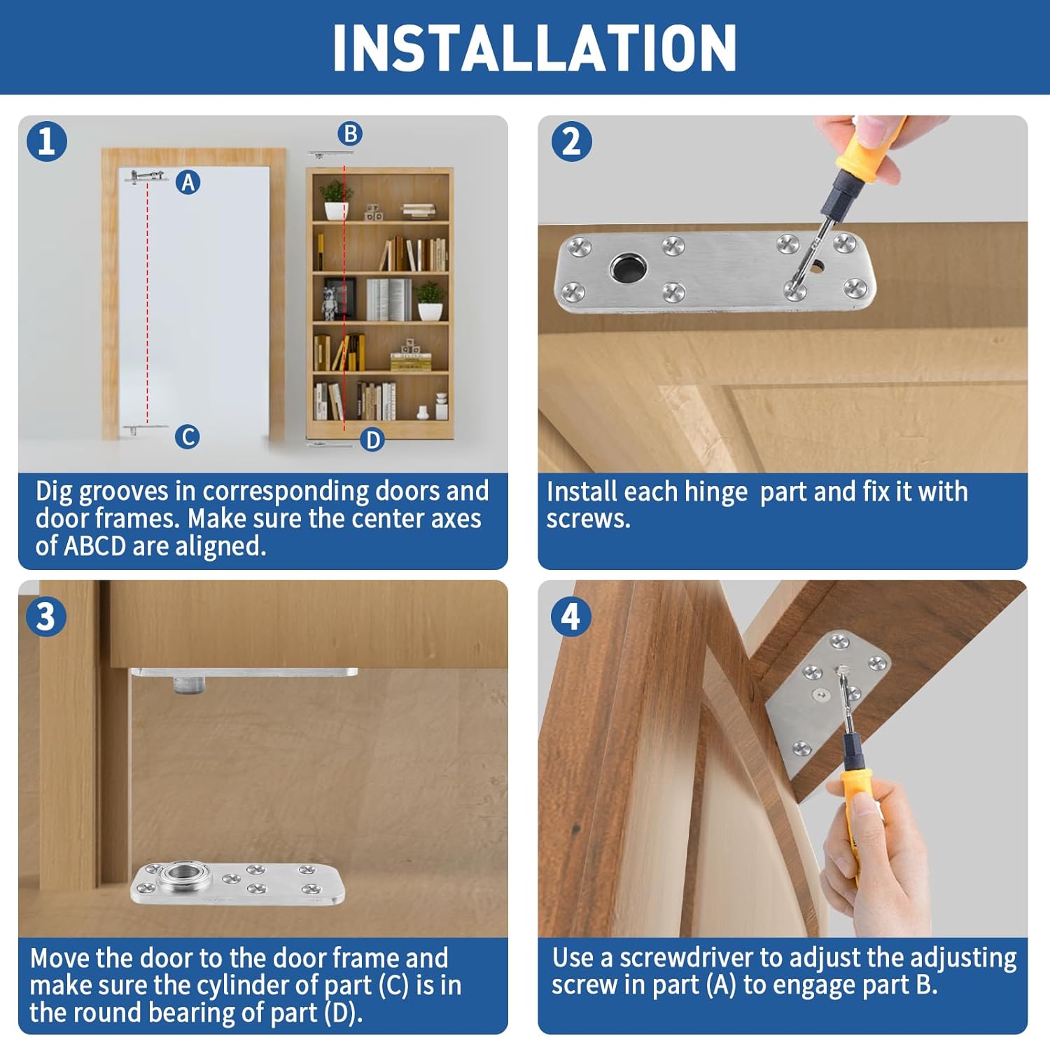 TamBee 570 lbs Load Heavy Duty Pivot Hinge Hidden Door Hinge - TamBee