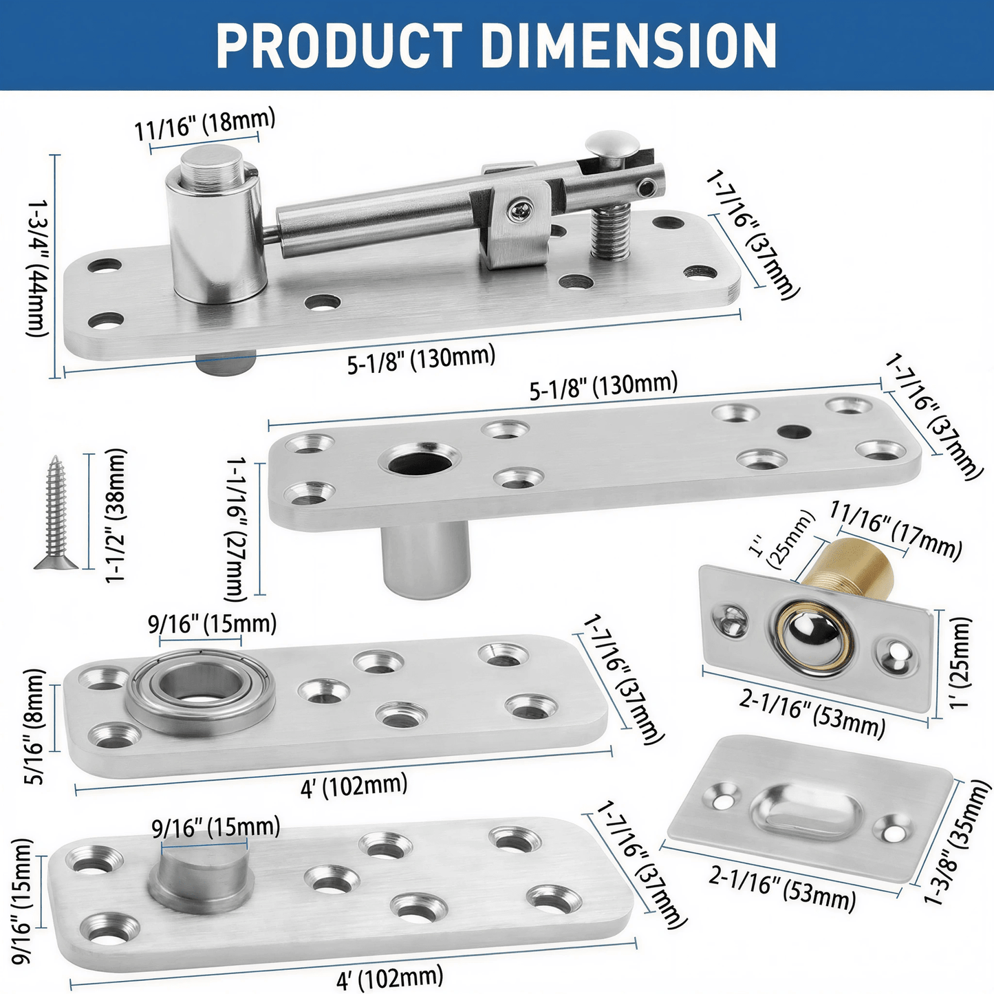 TamBee 570 lbs Load Heavy Duty Pivot Hinge Hidden Door Hinge - TamBee