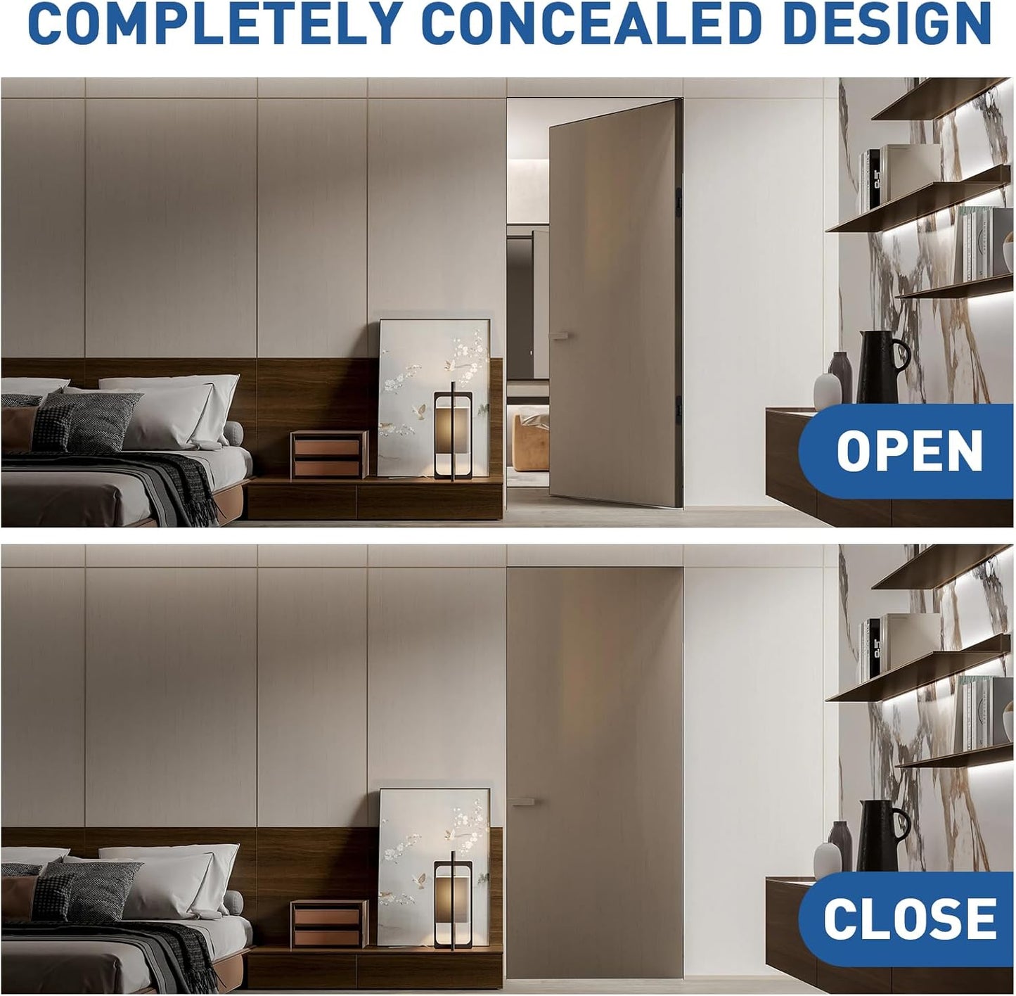 TamBee 6inch Hidden Door Hinges for Secret Door Black - TamBee