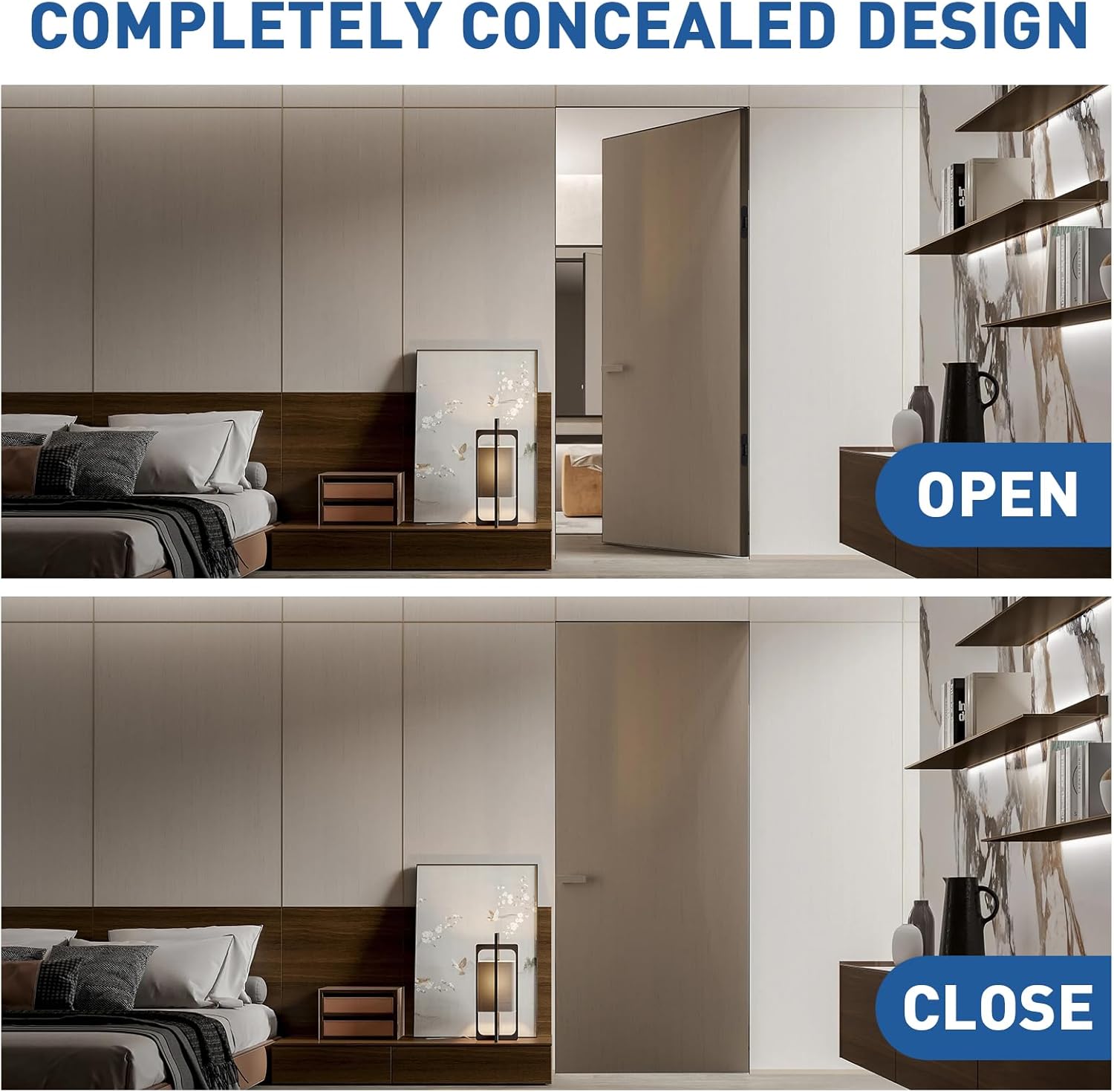 TamBee 6inch Hidden Door Hinges for Secret Door Black - TamBee