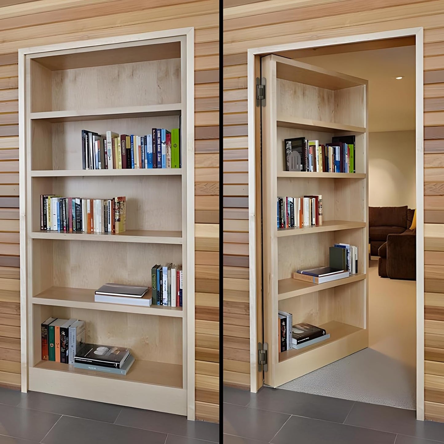 TamBee 6inch Hidden Door Hinges for Secret Door Black - TamBee