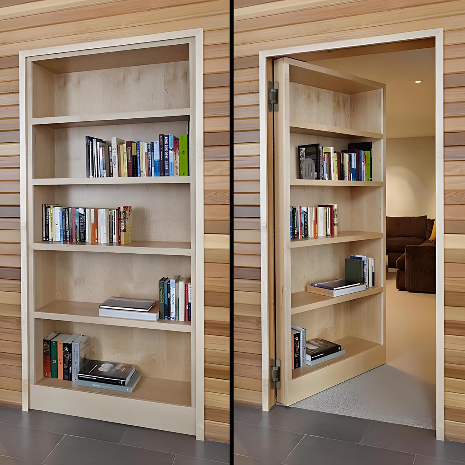 TamBee 6inch Hidden Door Hinges for Secret Door Black - TamBee