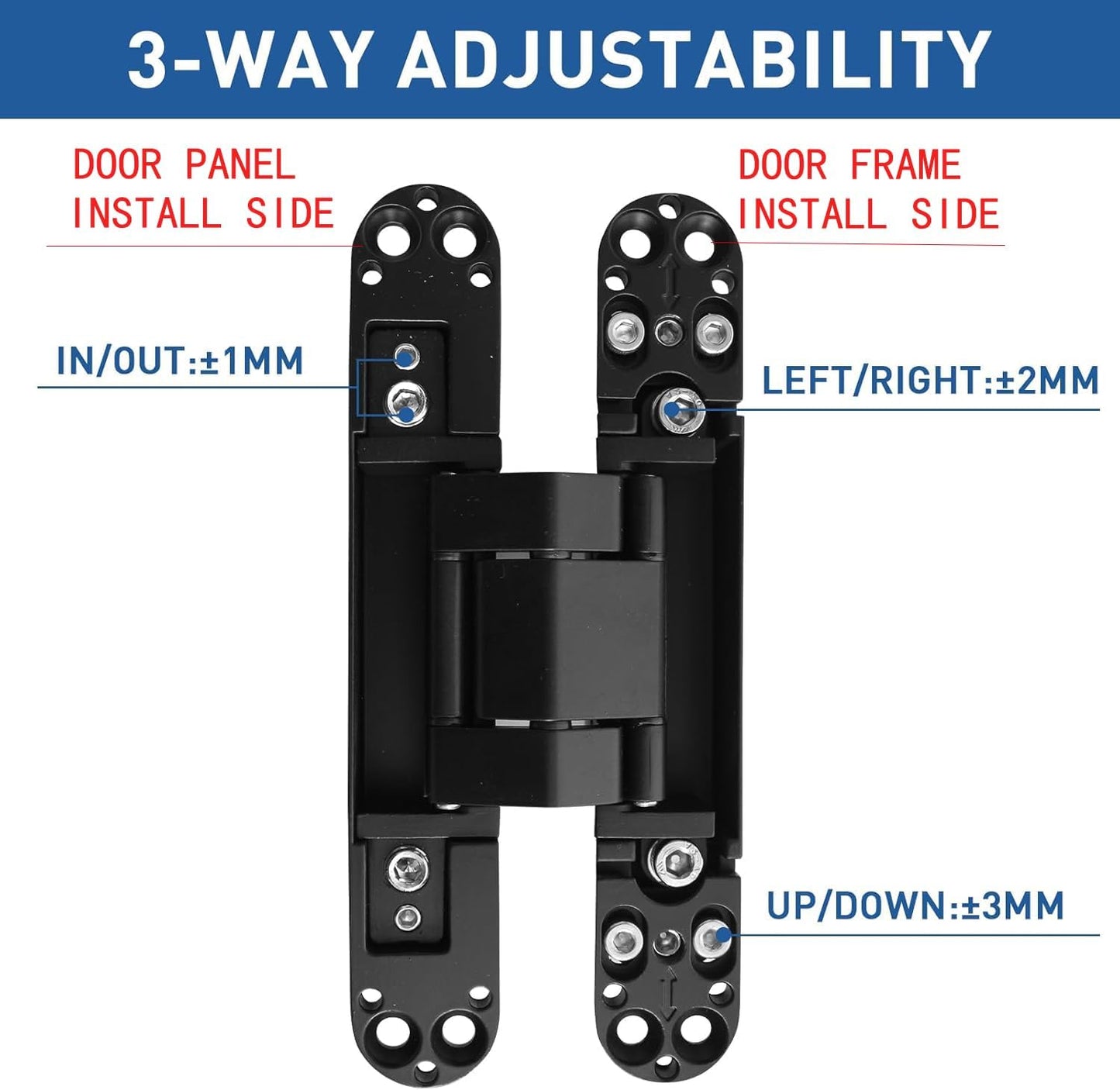 TamBee 6inch Hidden Door Hinges for Secret Door Black - TamBee