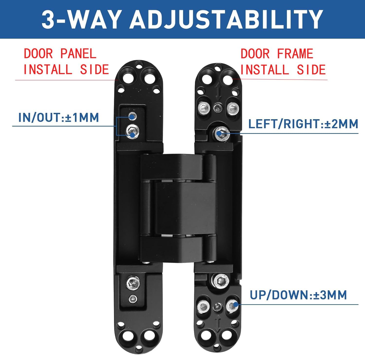 TamBee 6inch Hidden Door Hinges for Secret Door Black - TamBee