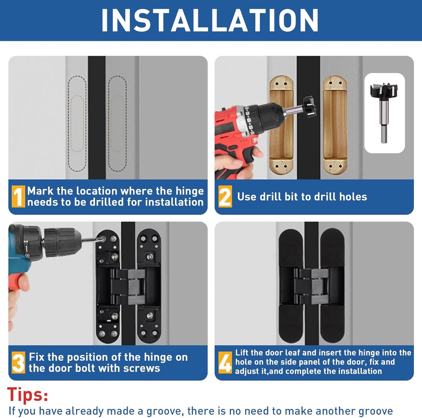 TamBee 6inch Hidden Door Hinges for Secret Door Black - TamBee
