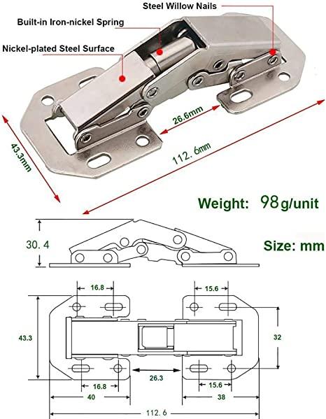 TamBee Cabinet Door Hinges 90 Degree 4PCs - TamBee
