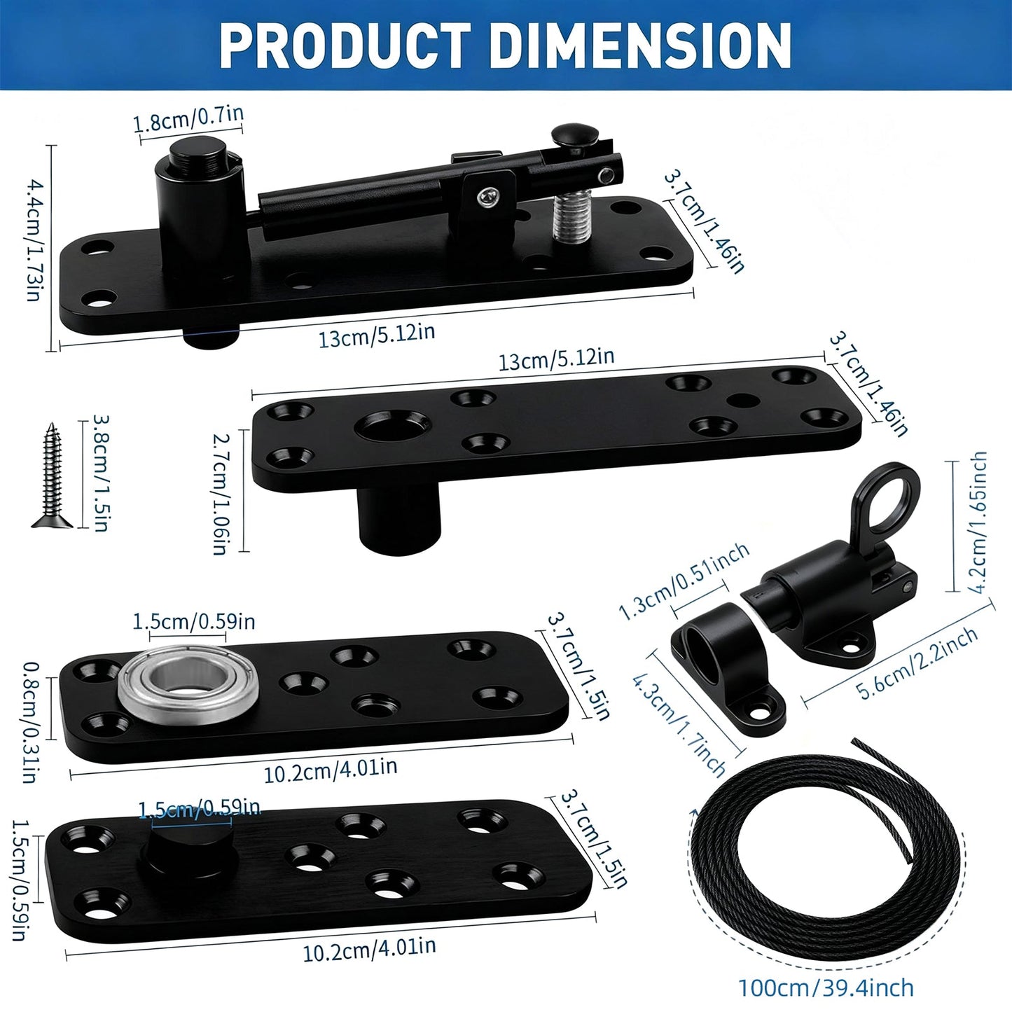 TamBee Heavy Duty Pivot Hinge Hidden Door Hinge - 570 lbs Load, Bearing, Stainless Steel, Rust Resistant, Concealed for Wood Doors, Secret Doors, Hidden Door, Bookcase Door and Bookshelf Door Black - TamBee