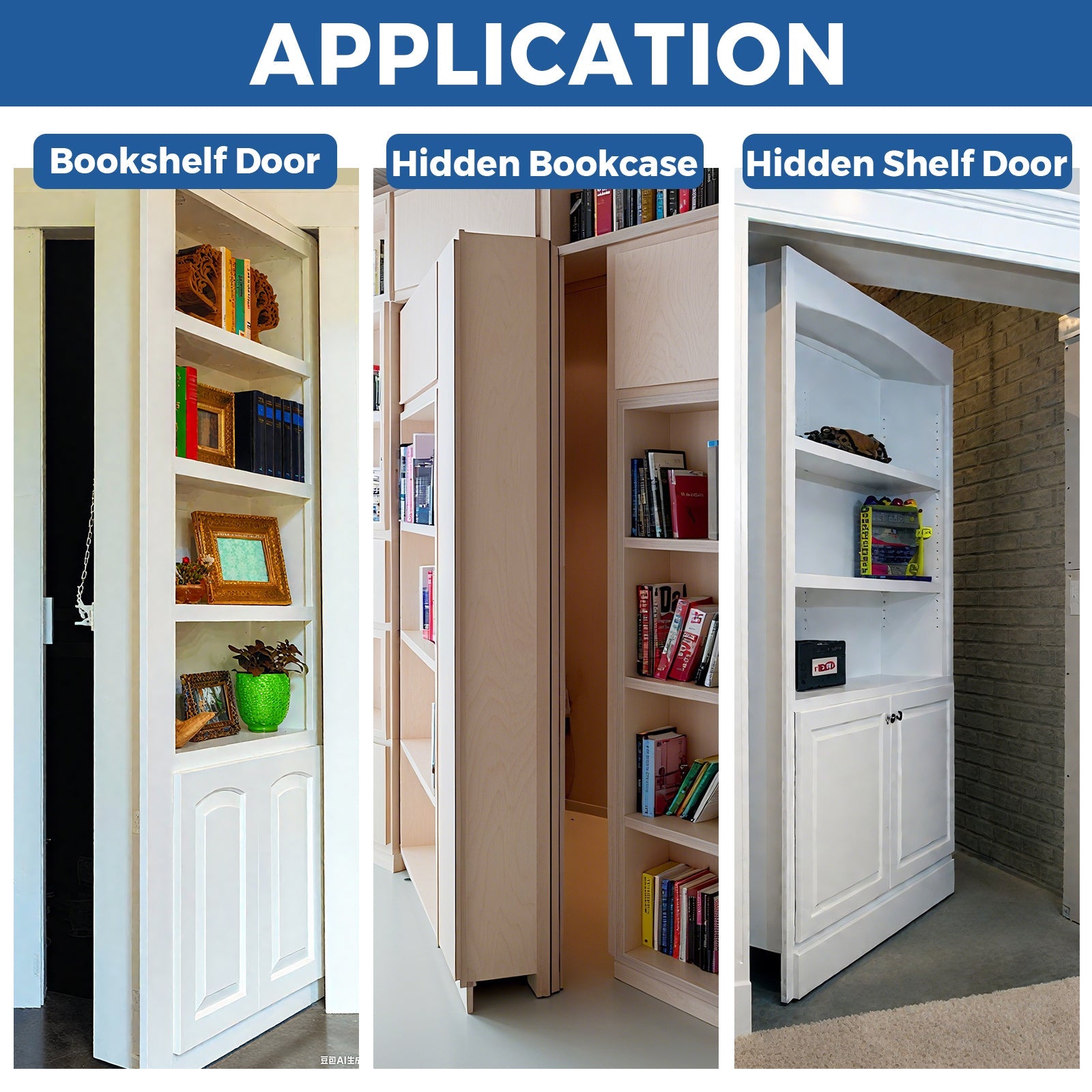 TamBee Heavy Duty Pivot Hinge Hidden Door Hinge - 570 lbs Load, Bearing, Stainless Steel, Rust Resistant, Concealed for Wood Doors, Secret Doors, Hidden Door, Bookcase Door and Bookshelf Door Black - TamBee