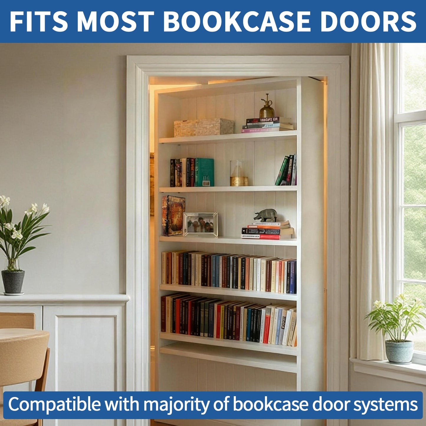 TamBee Hidden Bookcase Door Book Latch and Lock, Secret Book Latch Hidden Door Kit for Bookshelf Door and Bookcase Door, DIY Secret Door for Home Office, Storage, Safe Room - TamBee