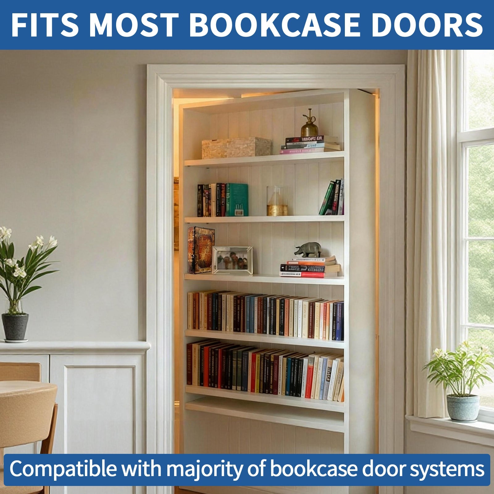 TamBee Hidden Bookcase Door Book Latch and Lock, Secret Book Latch Hidden Door Kit for Bookshelf Door and Bookcase Door, DIY Secret Door for Home Office, Storage, Safe Room - TamBee