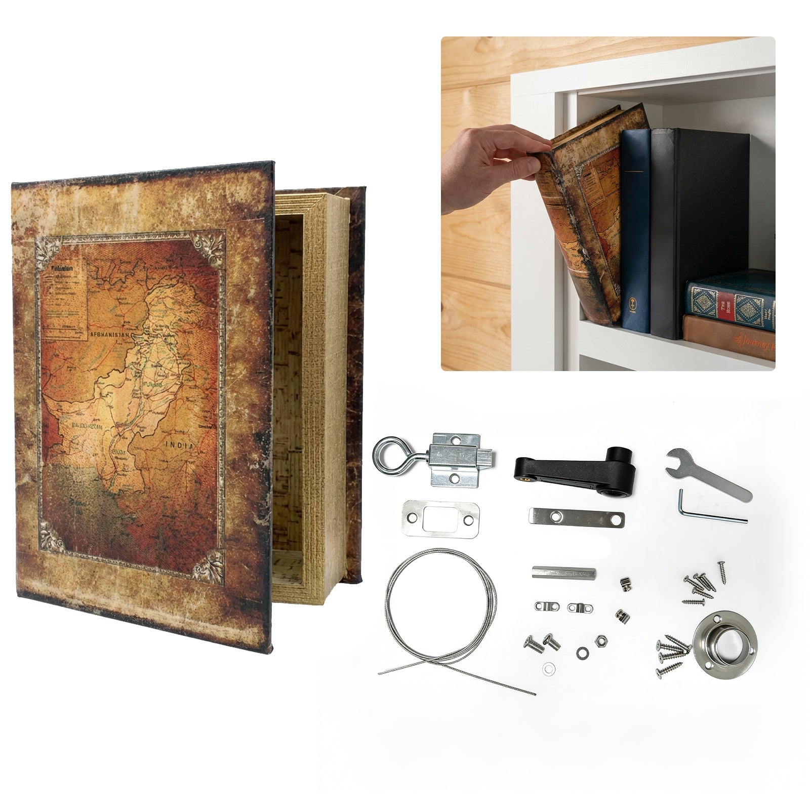 TamBee Hidden Bookcase Door Book Latch and Lock, Secret Book Latch Hidden Door Kit for Bookshelf Door and Bookcase Door, DIY Secret Door for Home Office, Storage, Safe Room - TamBee