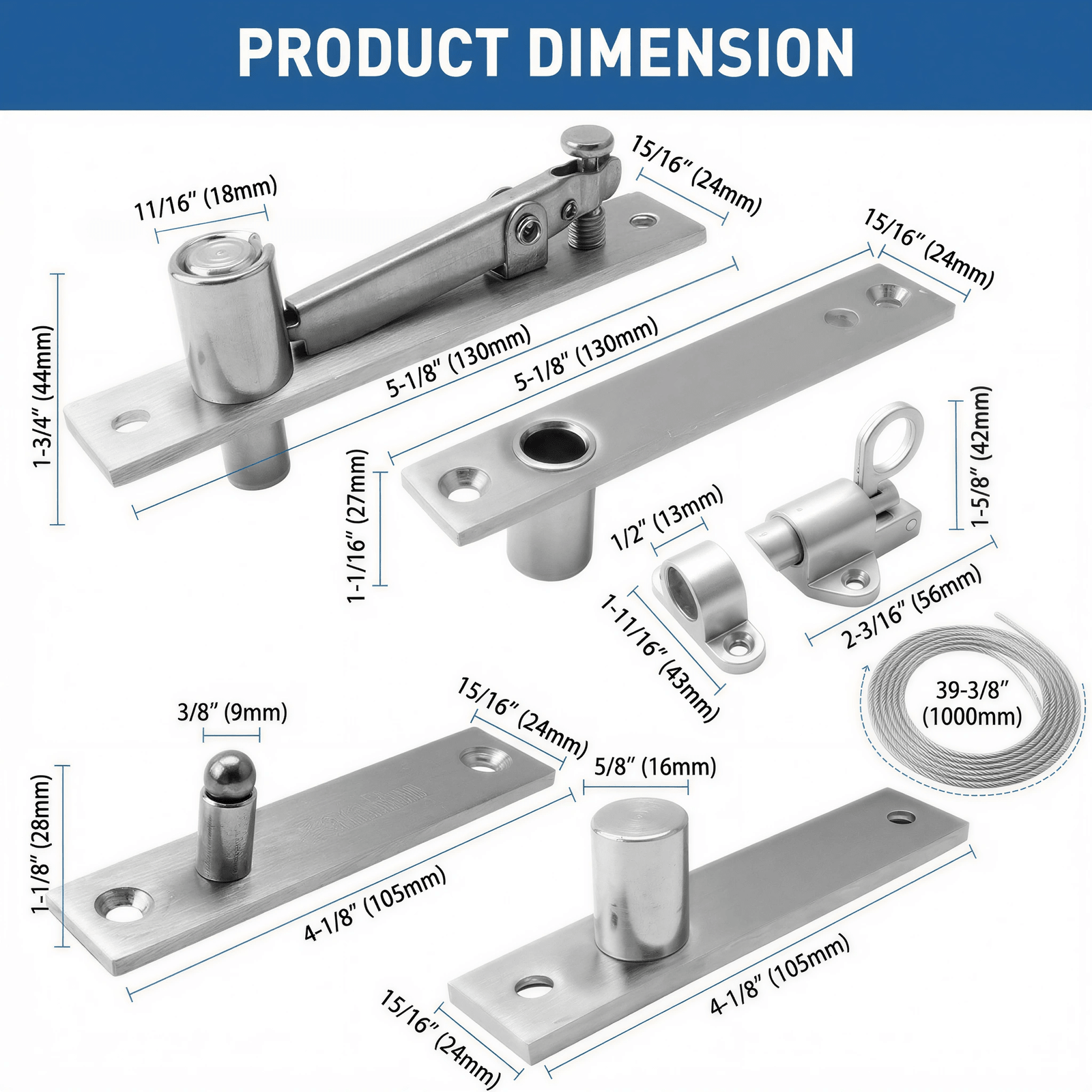 TamBee Hidden Bookcase Hinges with Spring Latch Lock and Cable - TamBee