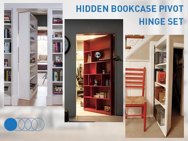 TamBee Hidden Bookcase Hinges with Spring Latch Lock and Cable - TamBee