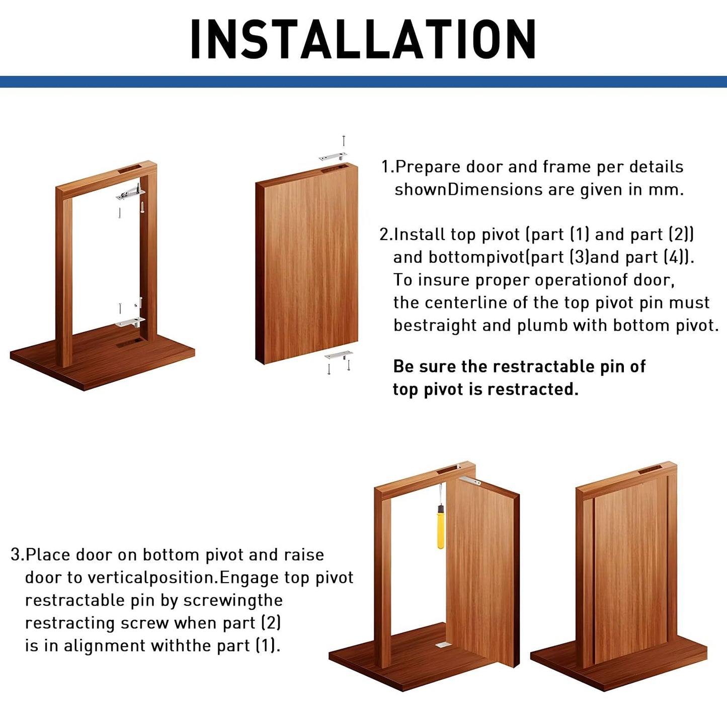 TamBee Hidden Bookcase Hinges with Spring Latch Lock and Cable - TamBee