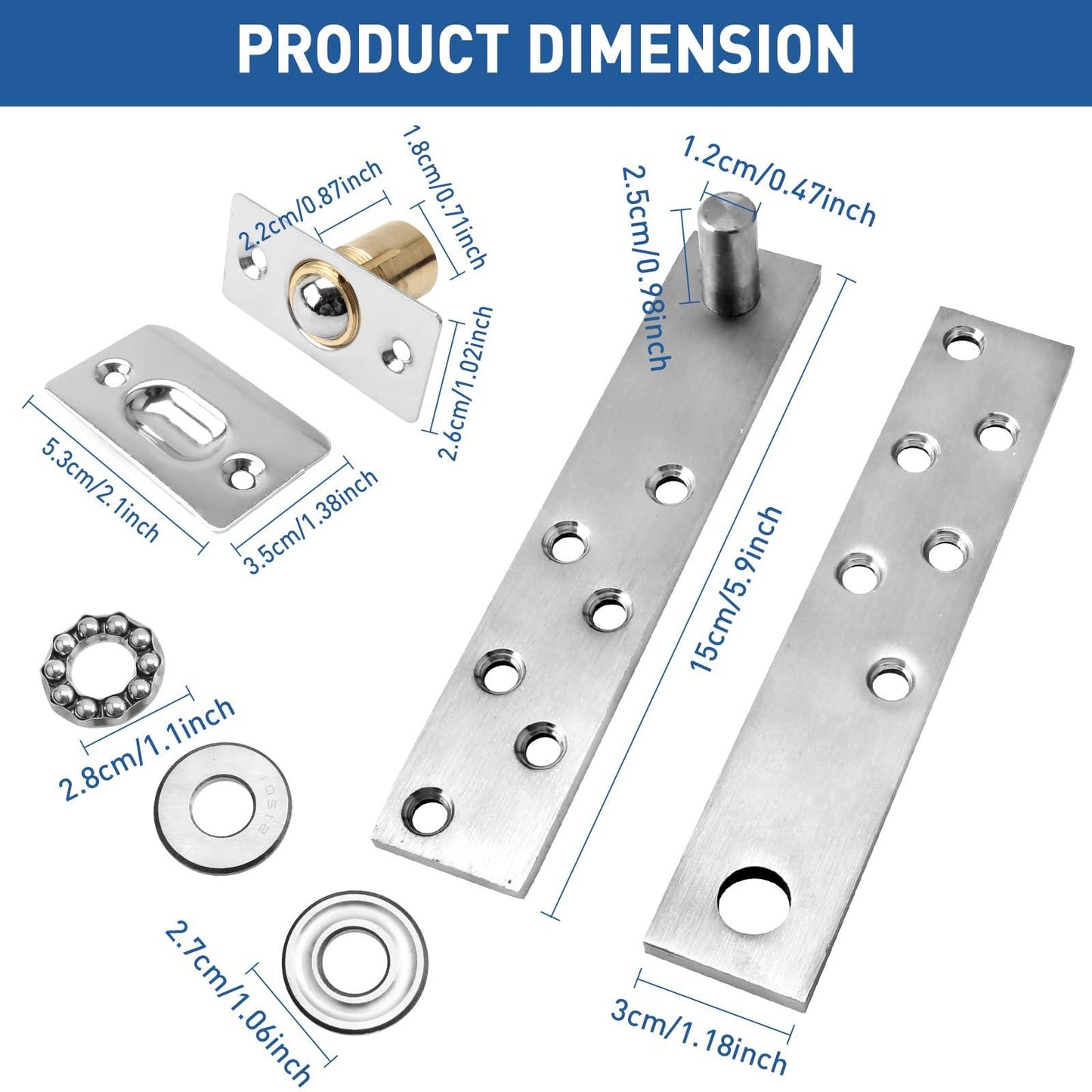 TamBee Hidden Door Hinge Pivot Door Hinge Hardware with Door Ball Catch - TamBee