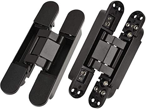 Pair of black 7-inch concealed door hinges