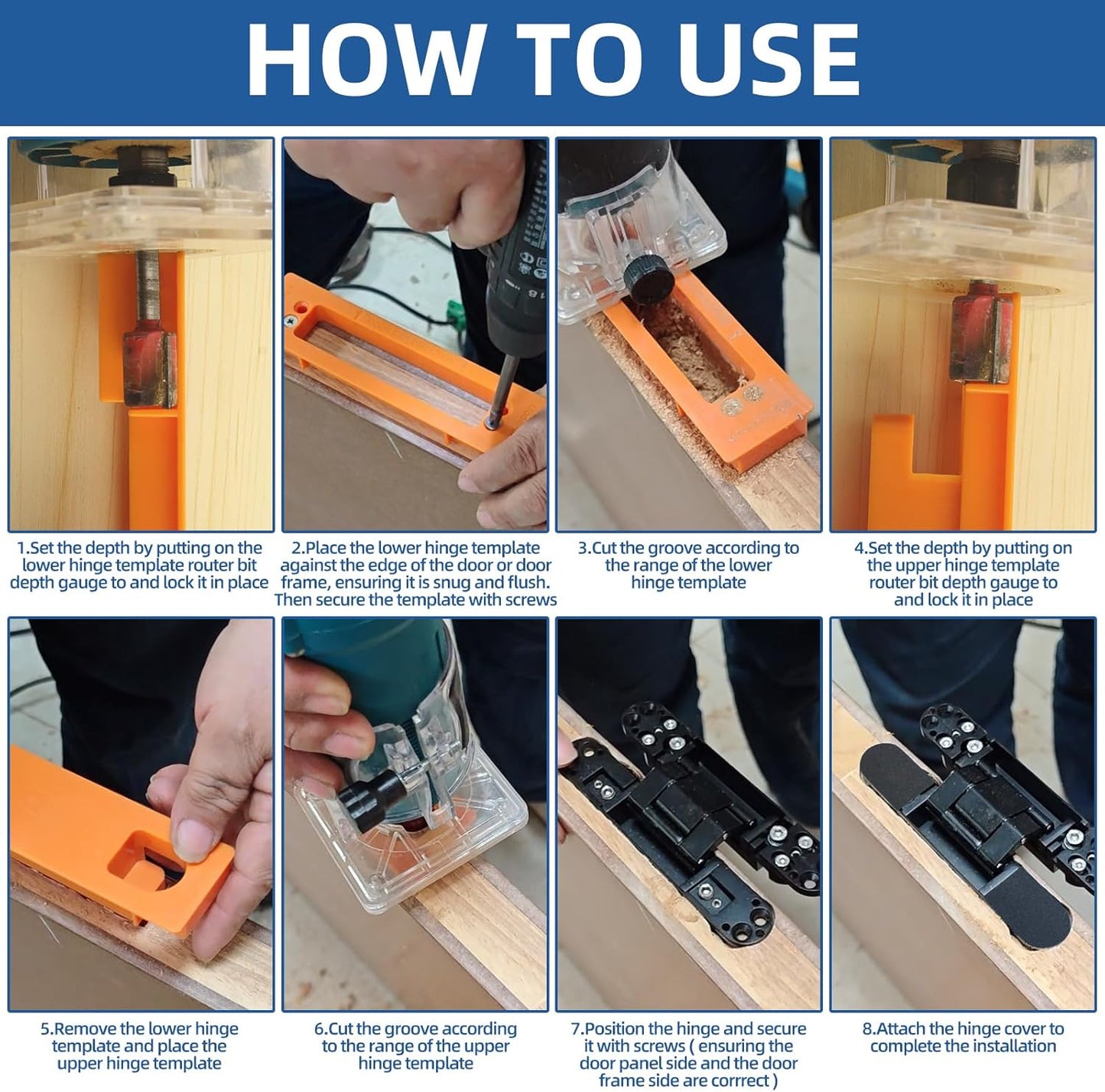 TamBee Hidden Hinge Template Invisible Hinge Router Guide Template for TamBee Hidden Door Hinge Installation Kit, Lightweight & Reusable Design - TamBee