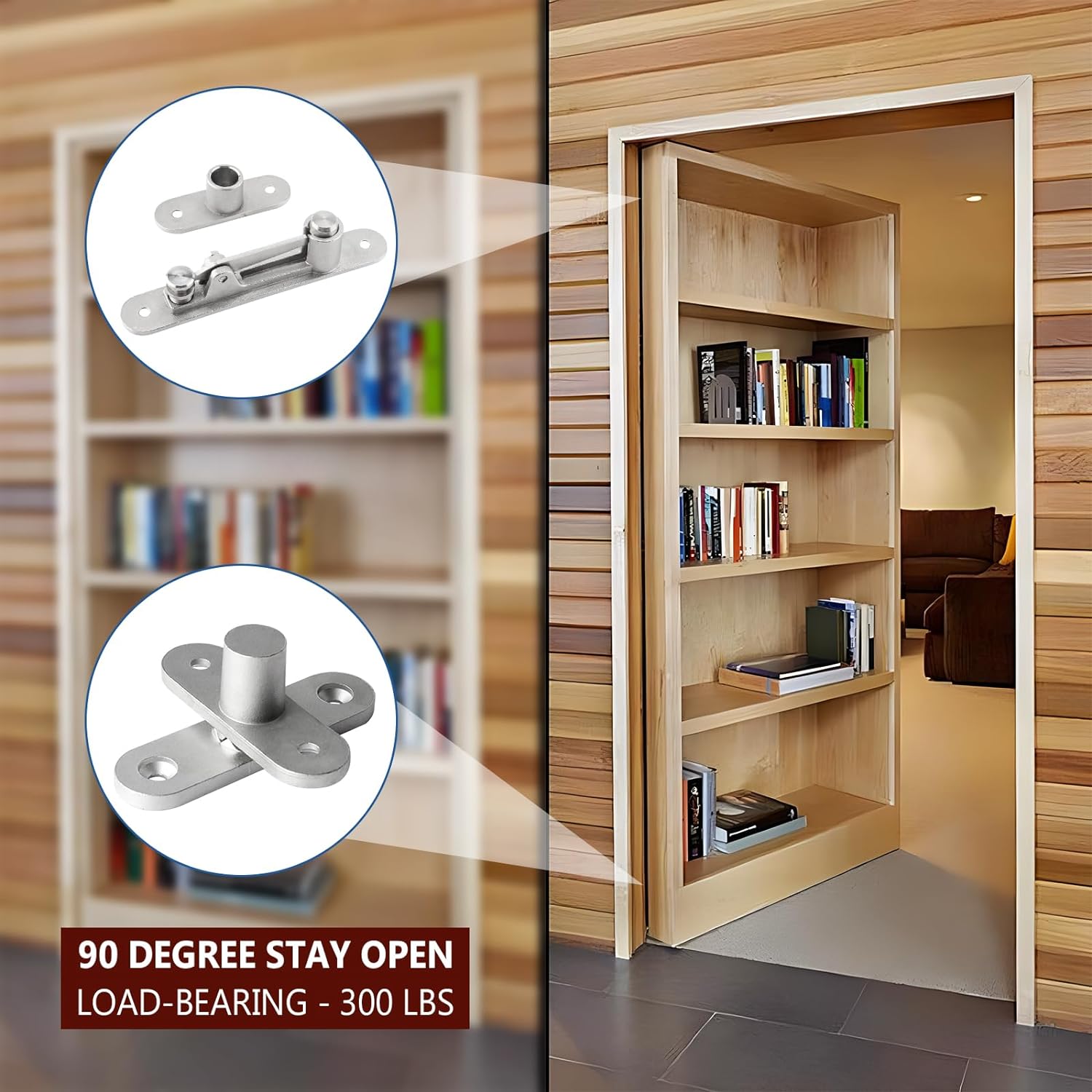 TamBee Hold Open Door Pivot Hinge Hidden Bookcase Hinges
