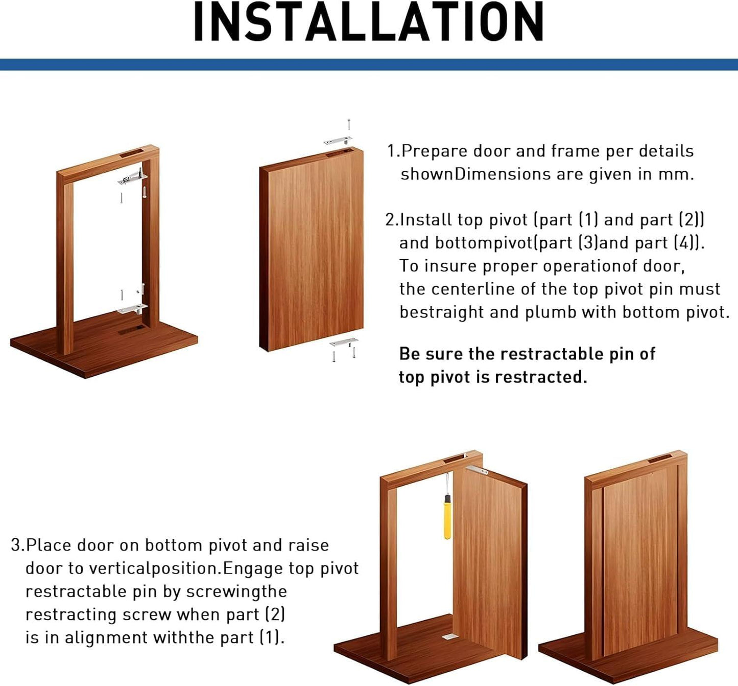 TamBee Hold Open Door Pivot Hinge Hidden Bookcase Hinges - TamBee