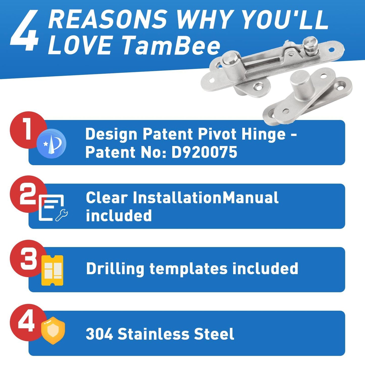 TamBee Hold Open Door Pivot Hinge Hidden Bookcase Hinges - TamBee