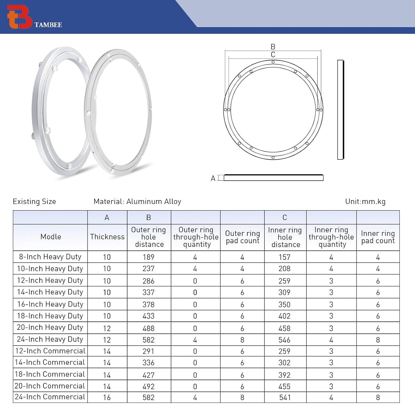 TamBee Lazy Susan Hardware Lazy Susan Bearing 24 Inch - TamBee