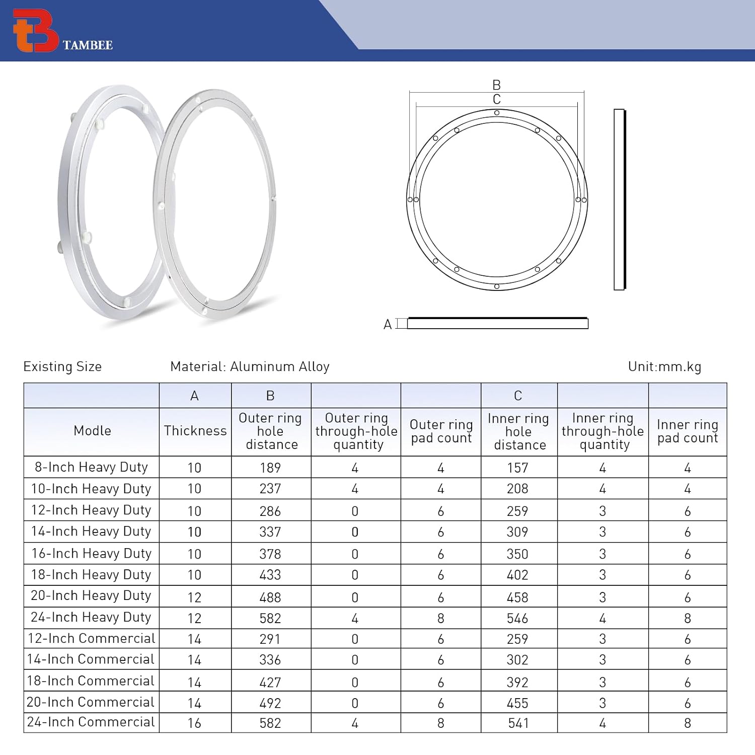 TamBee Lazy Susan Hardware Lazy Susan Bearing 24 Inch - TamBee