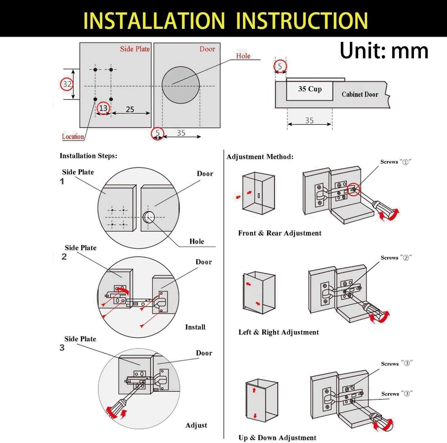 TamBee Lazy Susan Hinges 175 Hinges for Cabinets Frameless - TamBee
