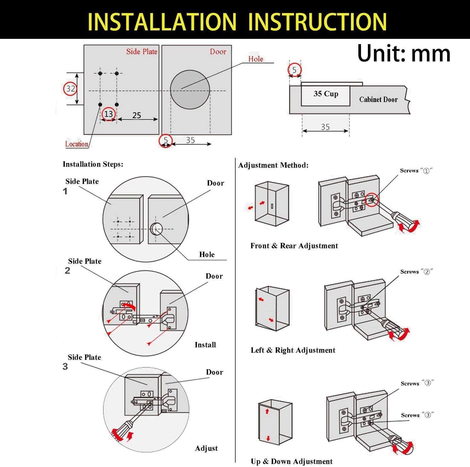 TamBee Lazy Susan Hinges 175 Hinges for Cabinets Frameless - TamBee