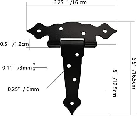 TamBee Ornamental T Hinge Shed Door Hinges 5inch - TamBee
