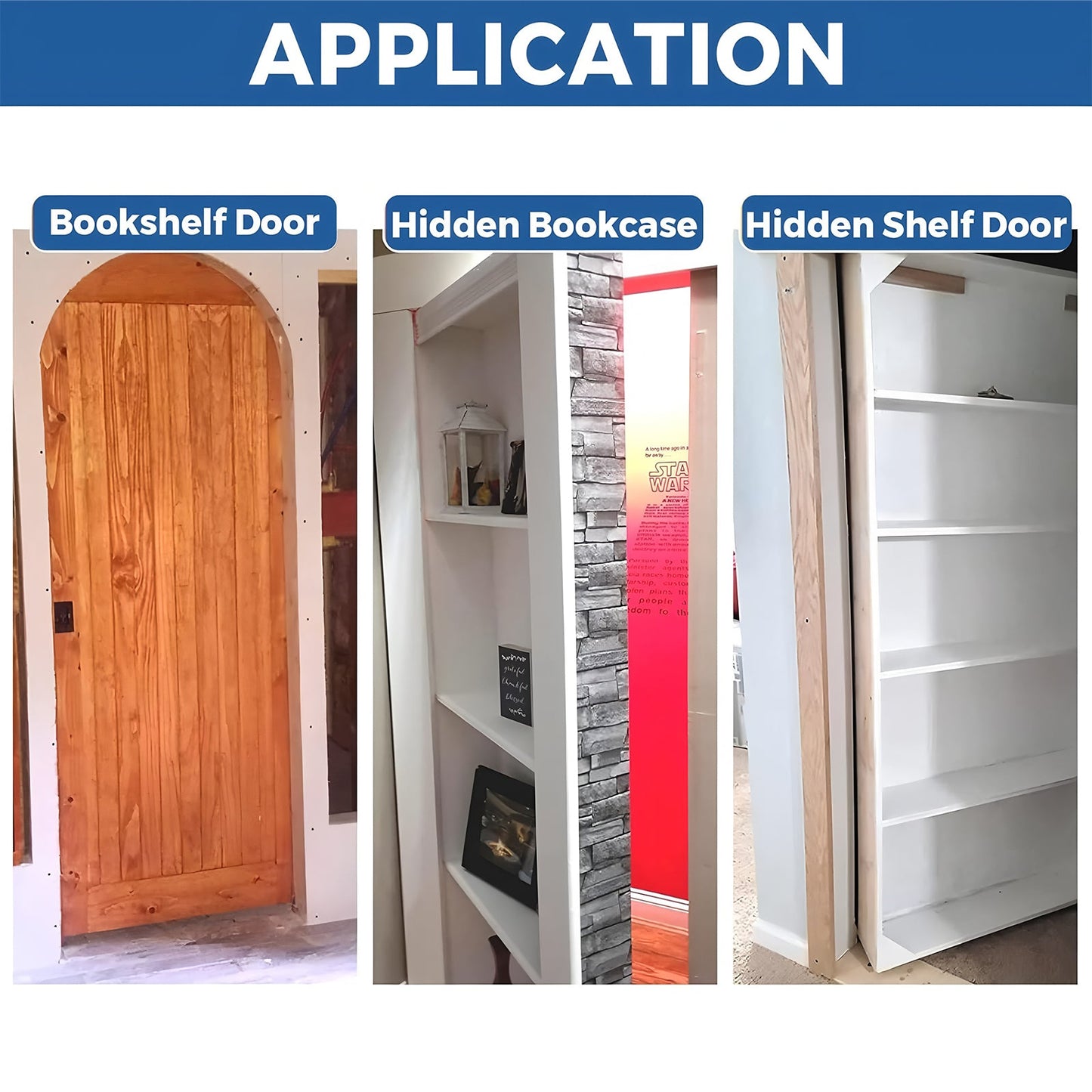 TamBee Pivot Door Hinge, Hidden Door Hinge for Secret Door 304 Stainless Steel Pivot Hinges 360 Degree Rotation Bookcase Hinges, Invisible Pivot Door Hardware with Door Ball Catch (Black) - TamBee