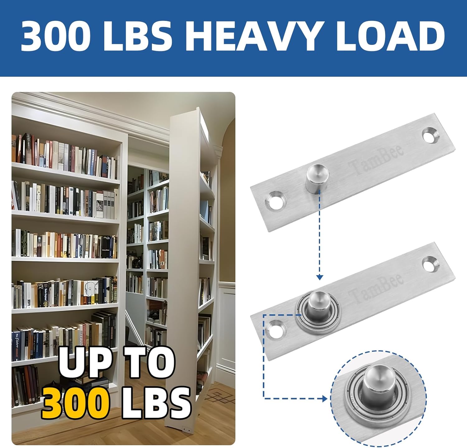 TamBee Pivot Door Hinge Hidden Door Hinges for Secret Door 304 Stainle