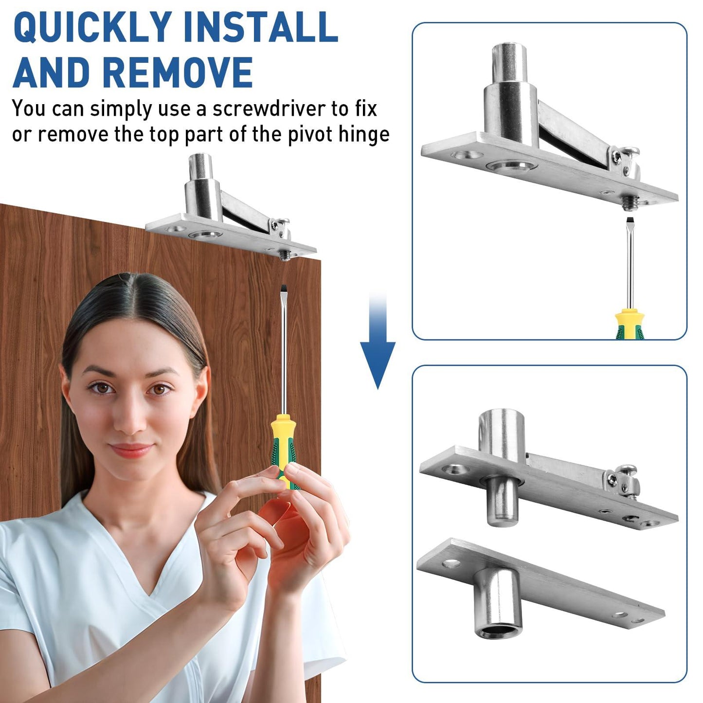 TamBee Pivot Door Hinge Hidden Door Hinges with Door Ball Catch - TamBee