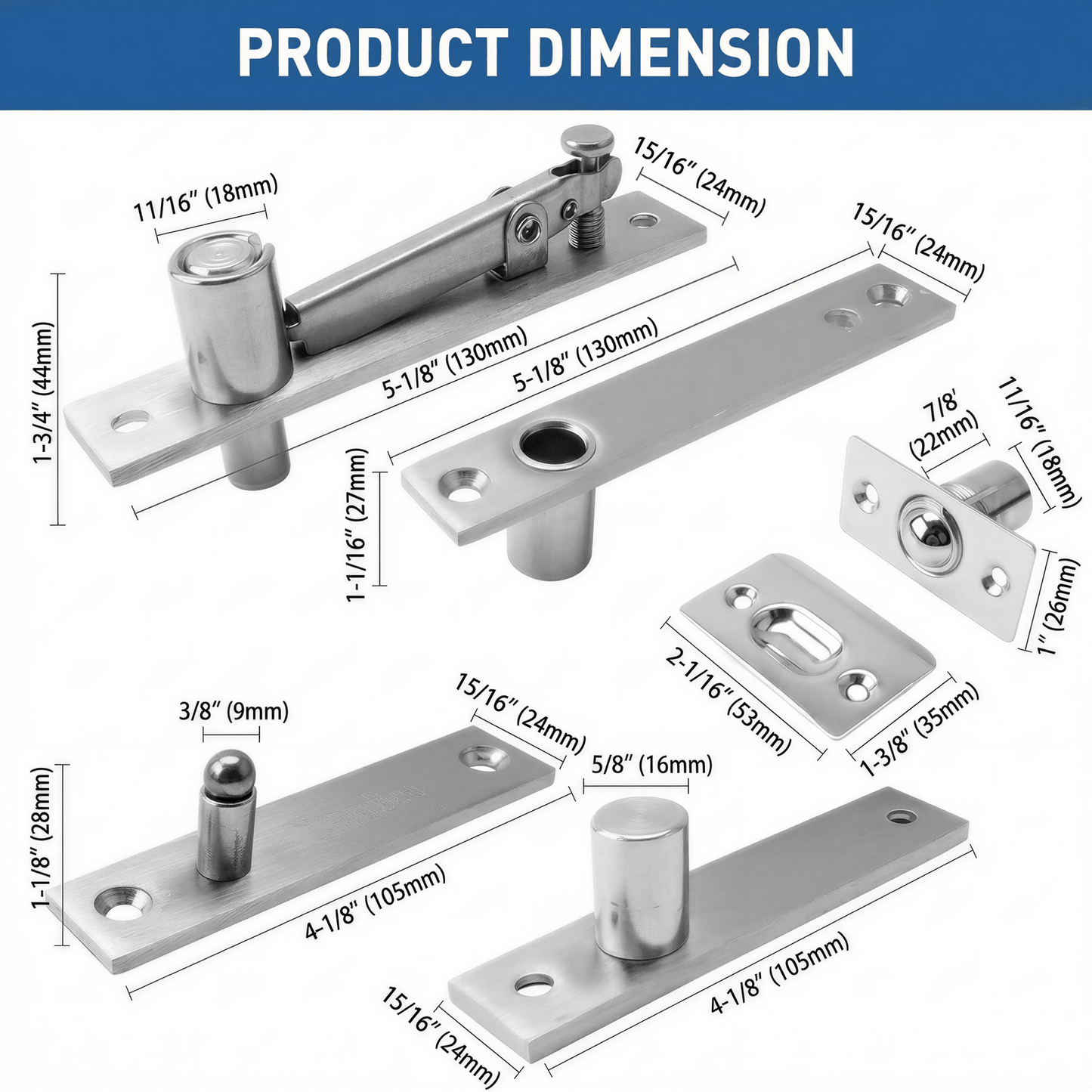 TamBee Pivot Door Hinge Hidden Door Hinges with Door Ball Catch - TamBee