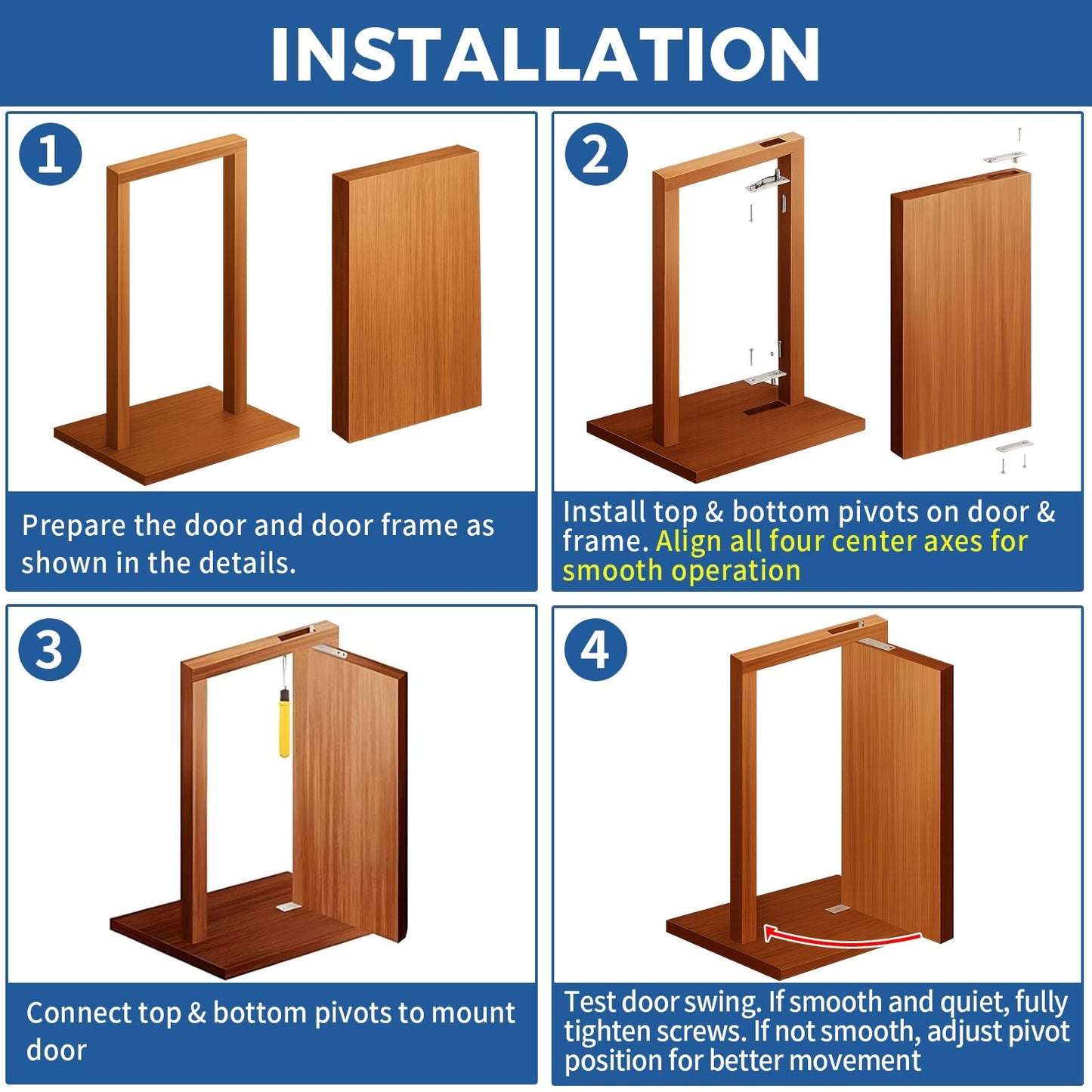 TamBee Pivot Door Hinge Hidden Door Hinges with Door Ball Catch - TamBee