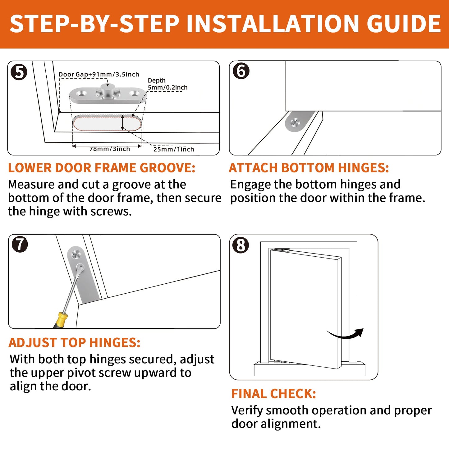 TamBee Pivot Hinge Hold Open 440 lbs Load 4214 - TamBee