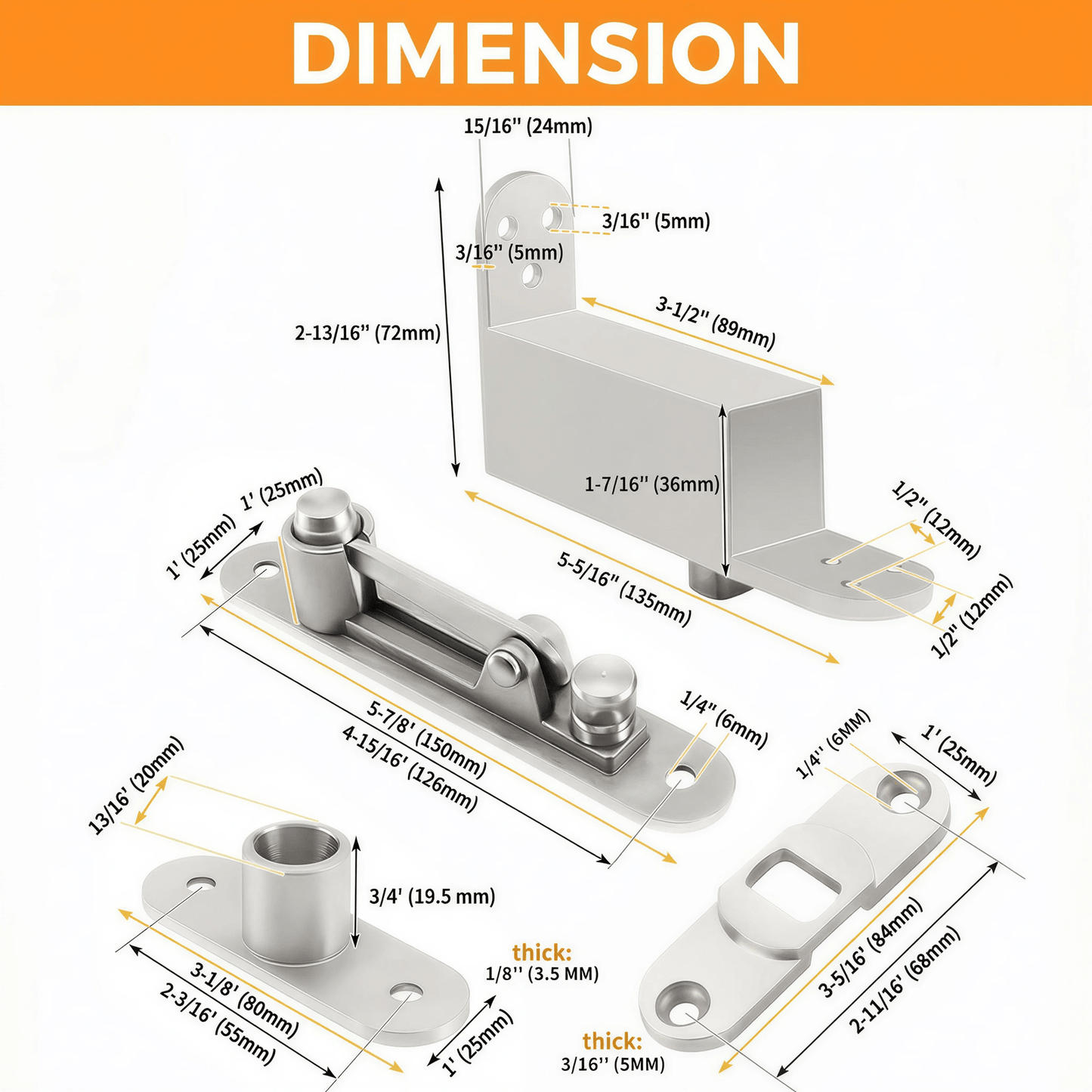 TamBee Self Closing Hidden Door Hinges Pivot Door Hinges - TamBee