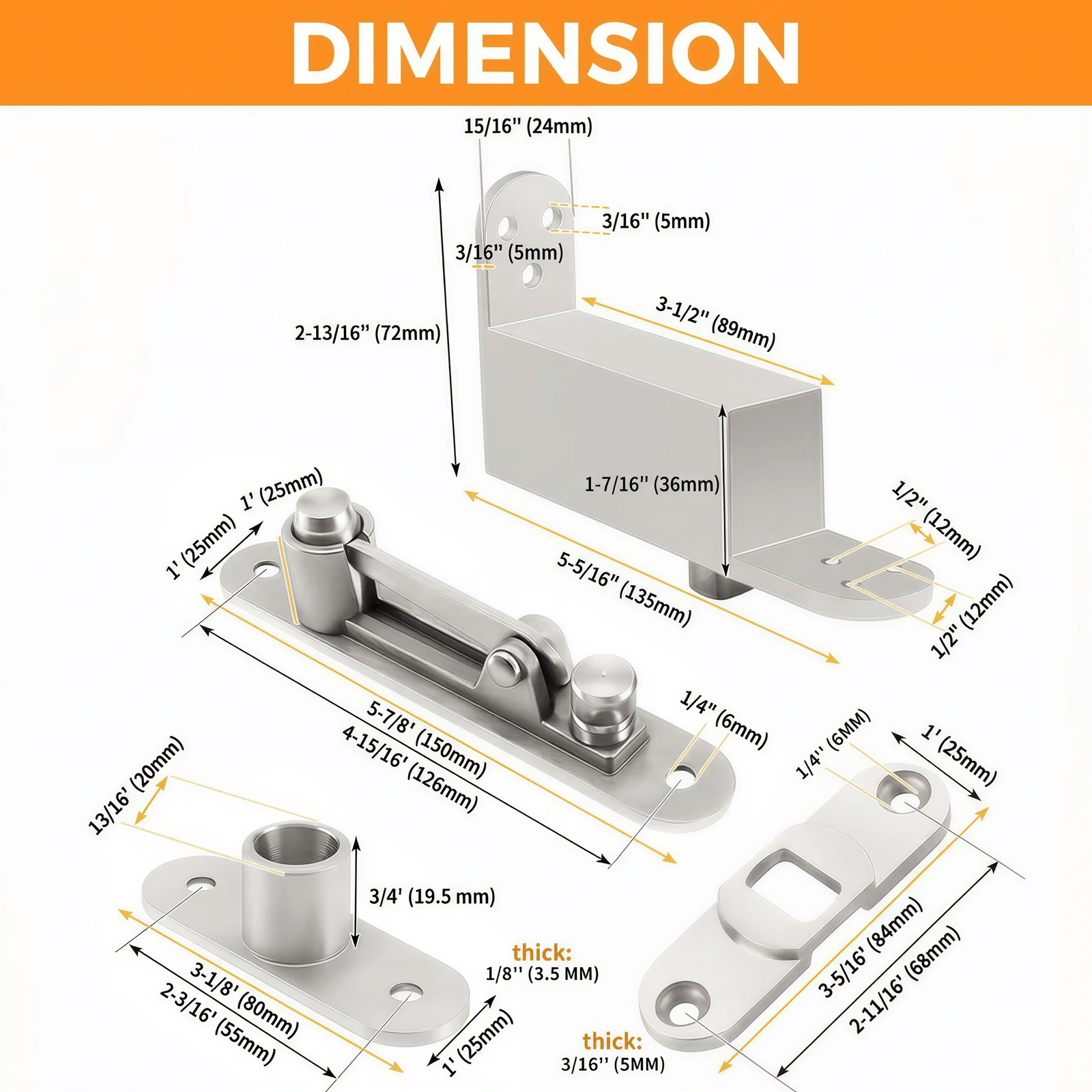 TamBee Self Closing Hidden Door Hinges Pivot Door Hinges - TamBee